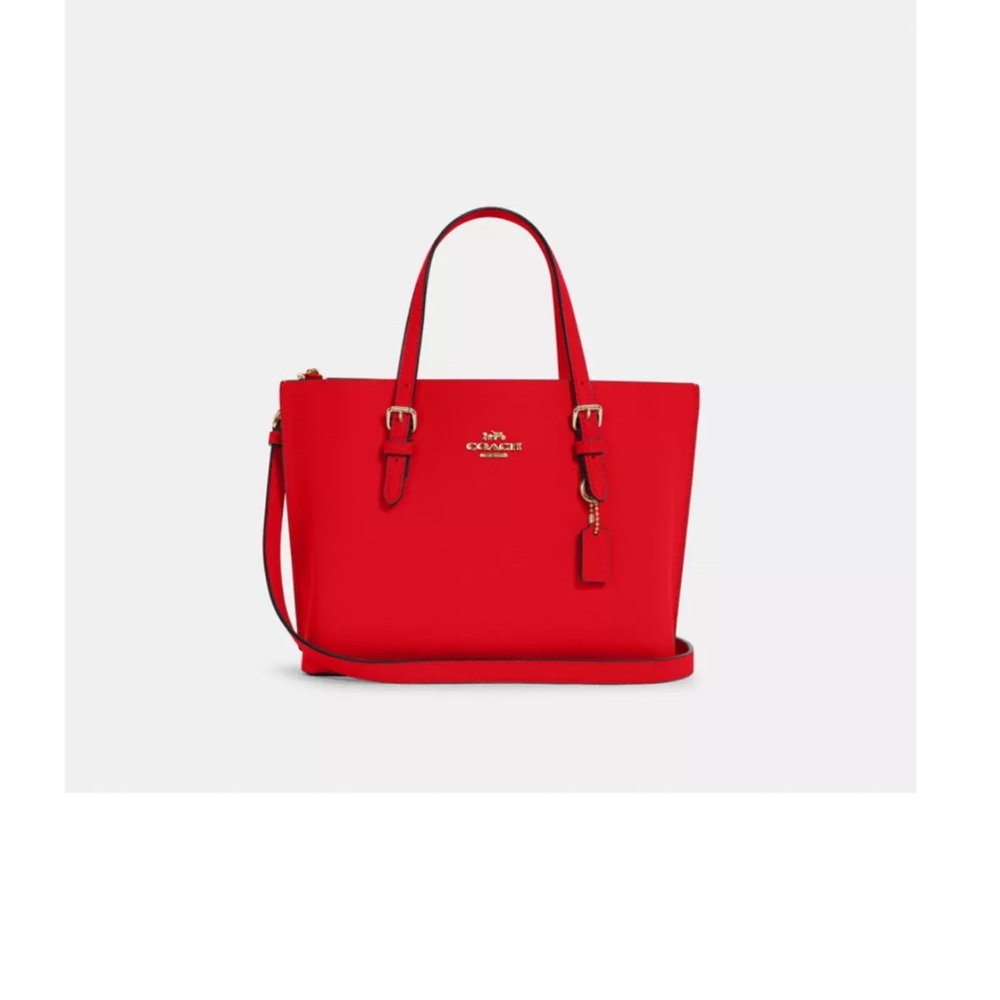 Coach Red Leather Tote Bag